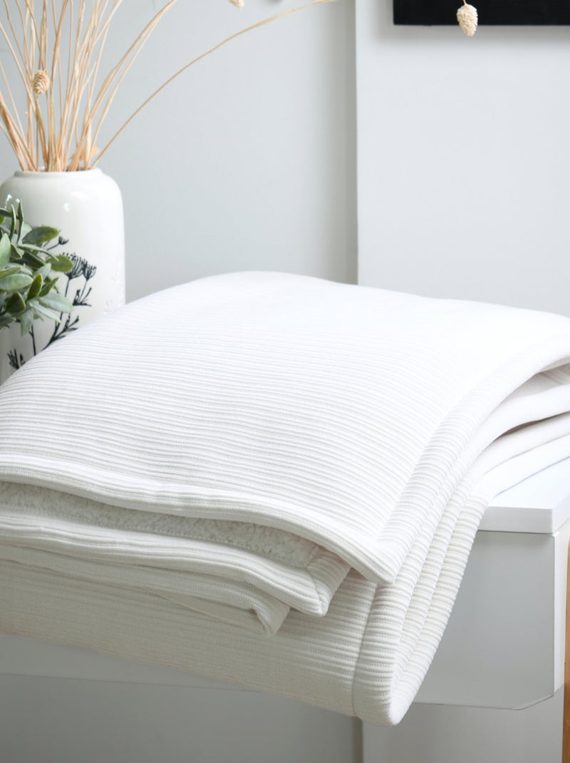 Coperta a coste morbidissima Ecru - Kiabi