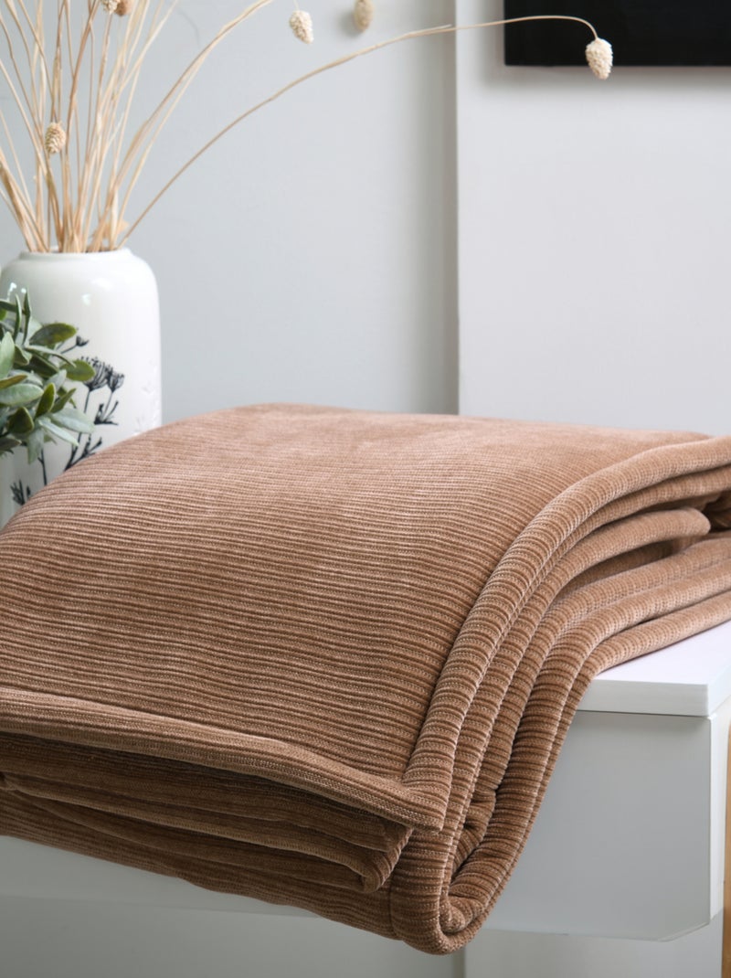 Coperta a coste morbidissima Marrone chiaro - Kiabi