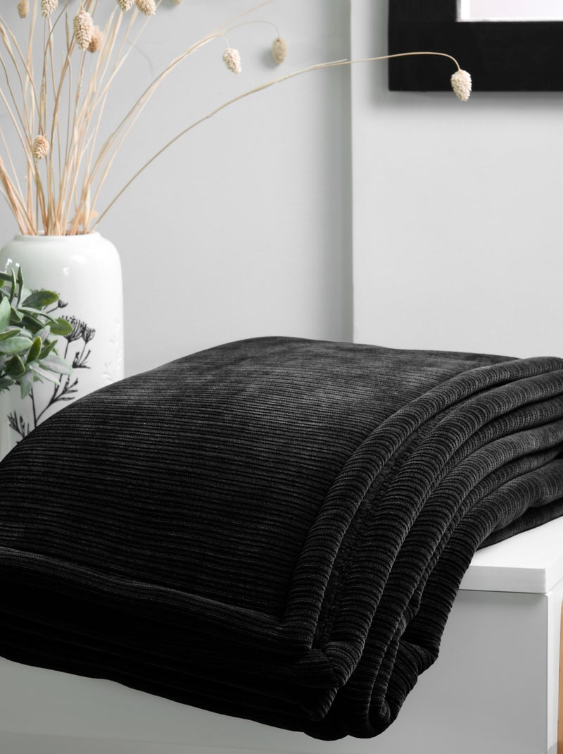 Coperta a coste morbidissima Nero - Kiabi
