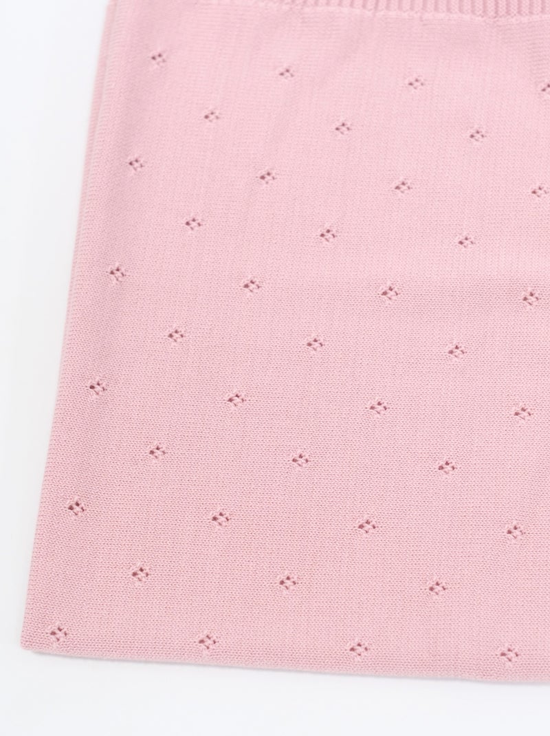 Coperta a Maglia Traforata Rosa - Kiabi