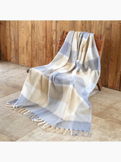 Coperta a quadri effetto mohair con frange - Kiabi