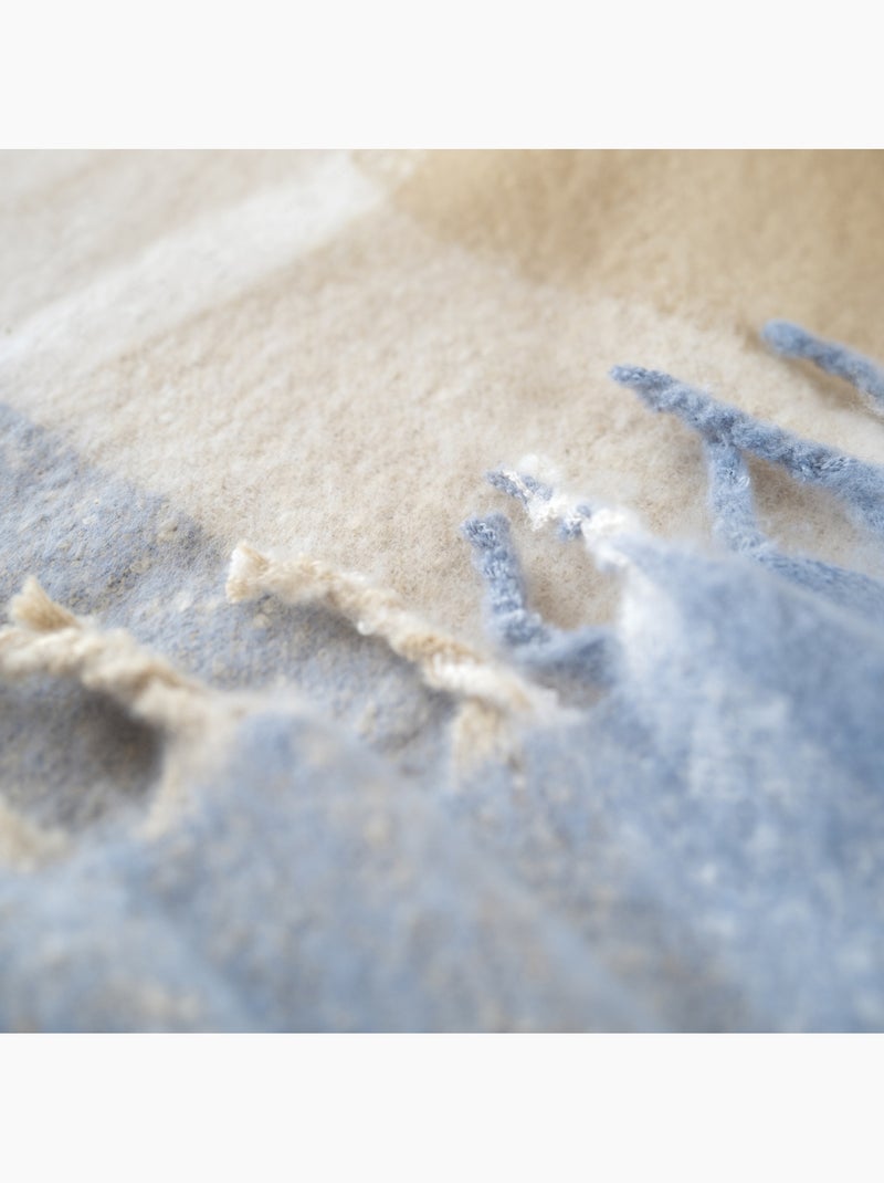 Coperta a quadri effetto mohair con frange Blu - Kiabi