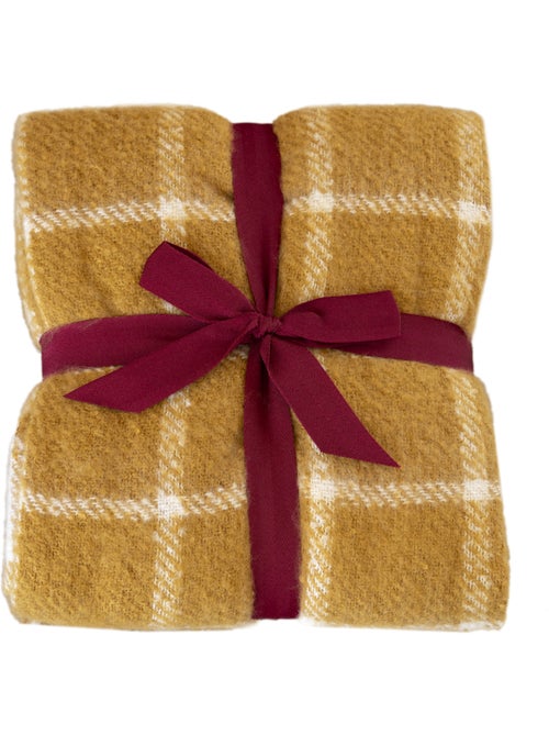 Coperta a quadri effetto mohair con frange - Kiabi