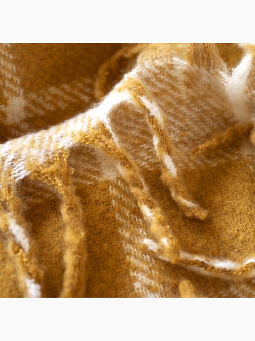 Coperta a quadri effetto mohair con frange - Kiabi