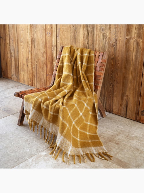 Coperta a quadri effetto mohair con frange - Kiabi