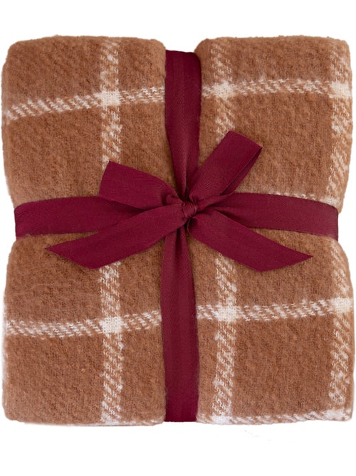 Coperta a quadri effetto mohair con frange - Kiabi