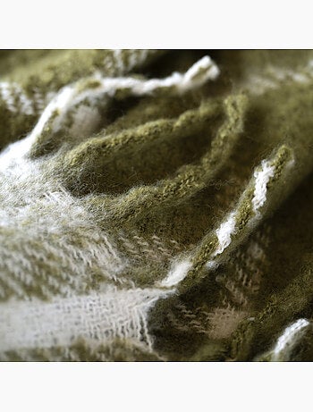Coperta a quadri effetto mohair con frange