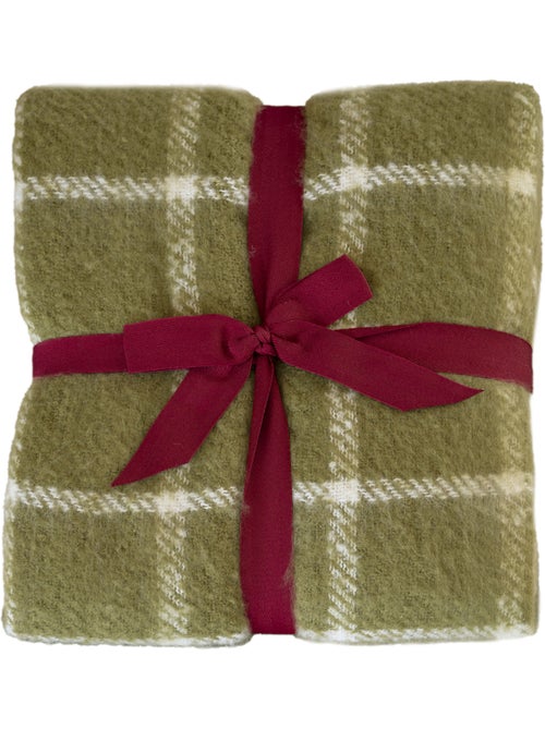 Coperta a quadri effetto mohair con frange - Kiabi
