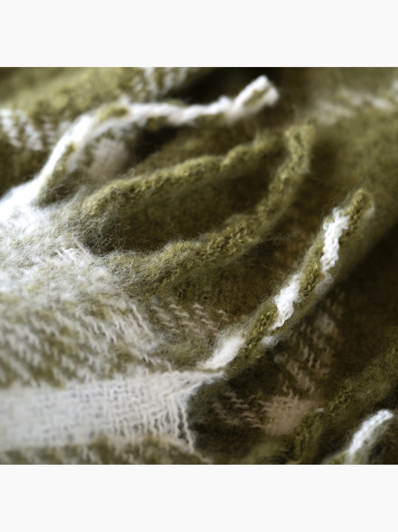 Coperta a quadri effetto mohair con frange Verde - Kiabi