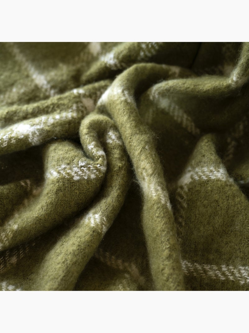 Coperta a quadri effetto mohair con frange Verde - Kiabi