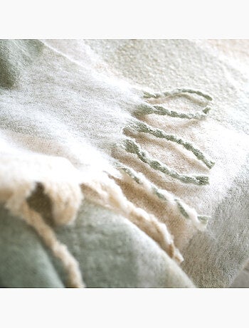 Coperta a quadri effetto mohair con frange