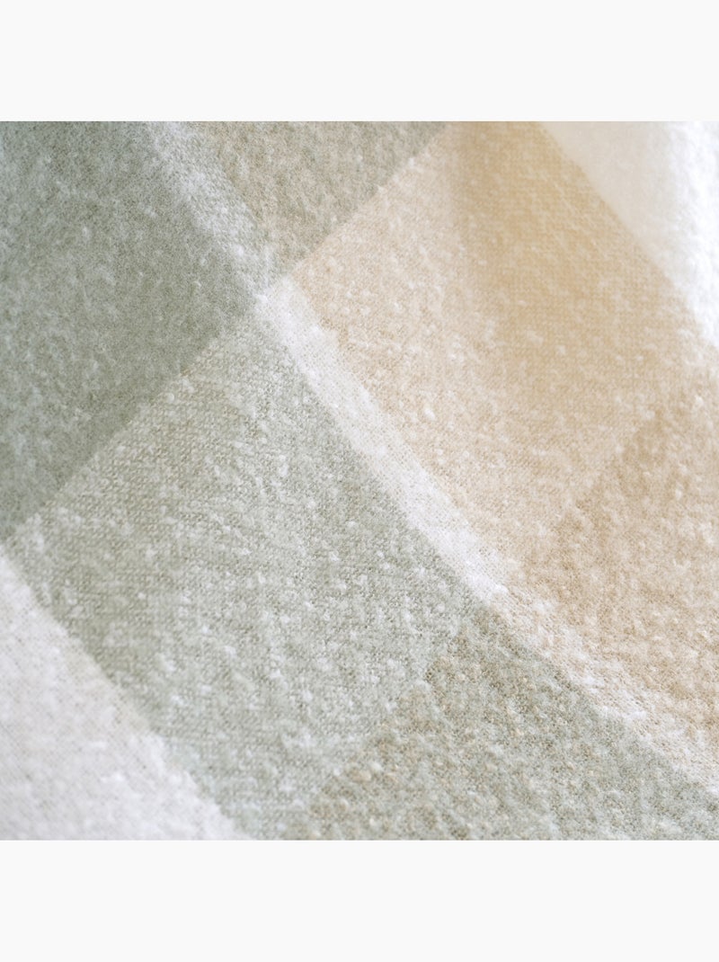 Coperta a quadri effetto mohair con frange Verde - Kiabi