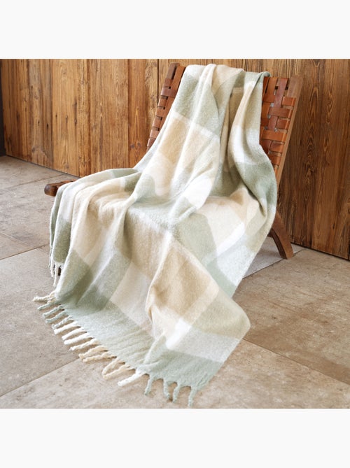 Coperta a quadri effetto mohair con frange - Kiabi