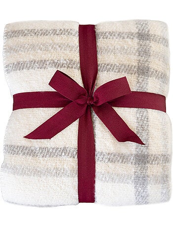 Coperta a quadri effetto mohair con retro in sherpa