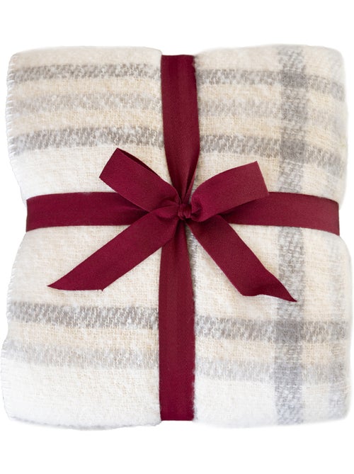 Coperta a quadri effetto mohair con retro in sherpa - Kiabi