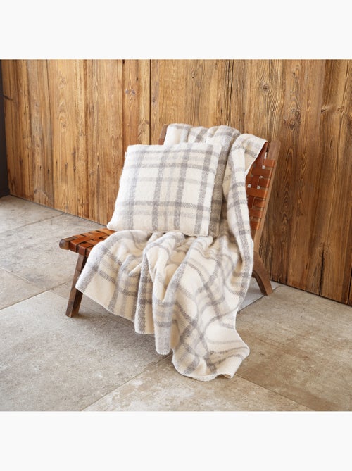 Coperta a quadri effetto mohair con retro in sherpa - Kiabi