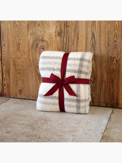 Coperta a quadri effetto mohair con retro in sherpa - Kiabi