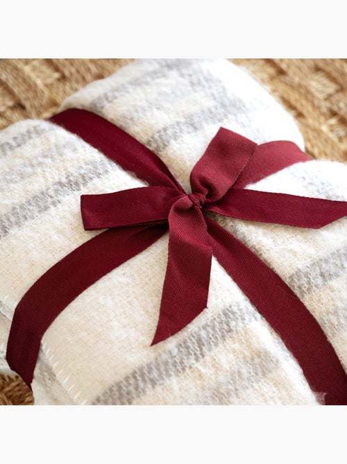 Coperta a quadri effetto mohair con retro in sherpa - Kiabi