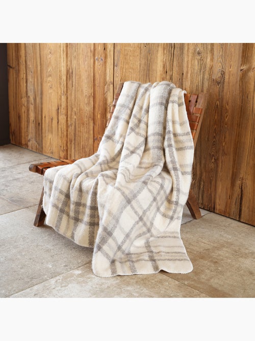 Coperta a quadri effetto mohair con retro in sherpa - Kiabi