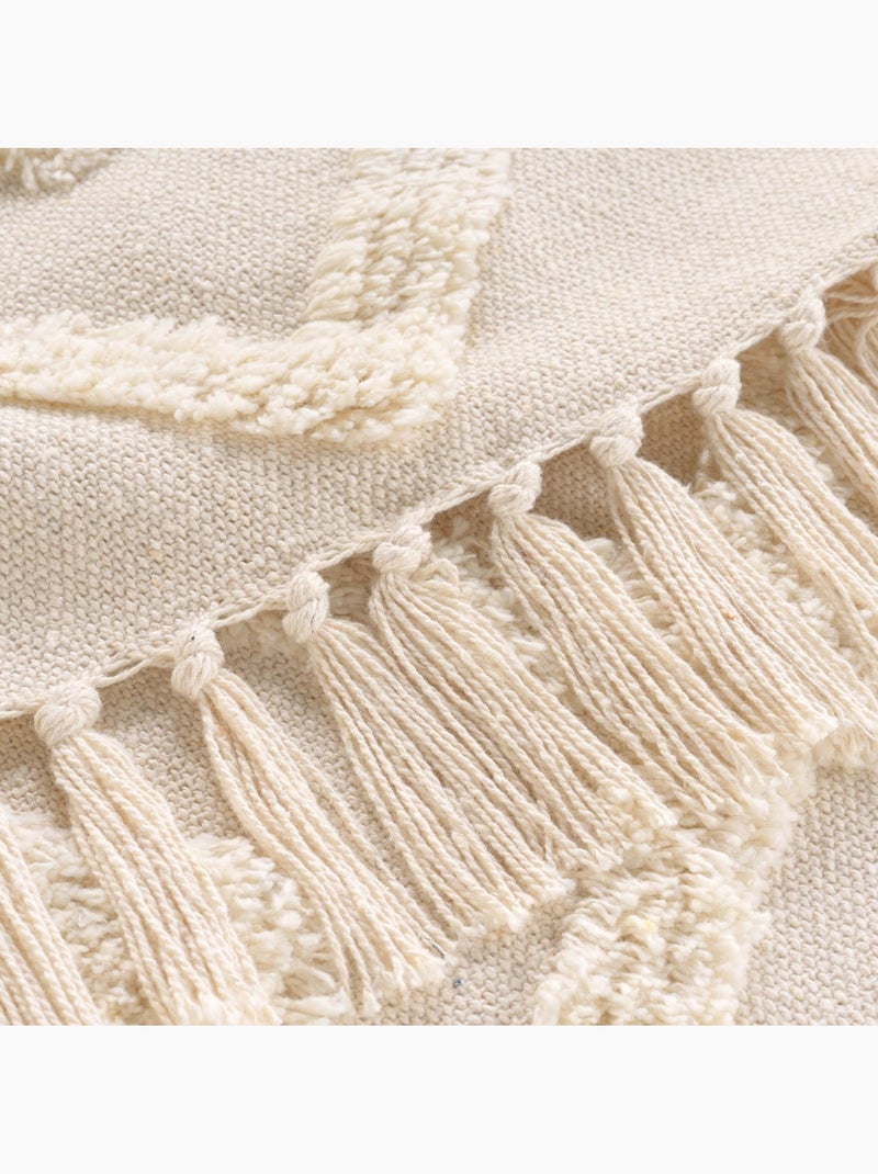 Coperta bohémien con frange Bianco sporco - Kiabi