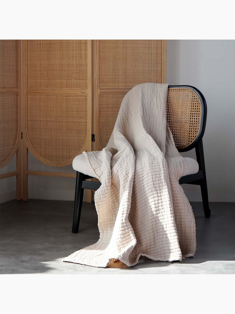 Coperta boutis trapuntata in cotone lavato Crema - Kiabi