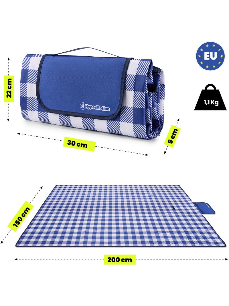 Coperta da picnic hypermotion 150 x 200 cm: impermeabile, resistente e compatta Blu - Kiabi