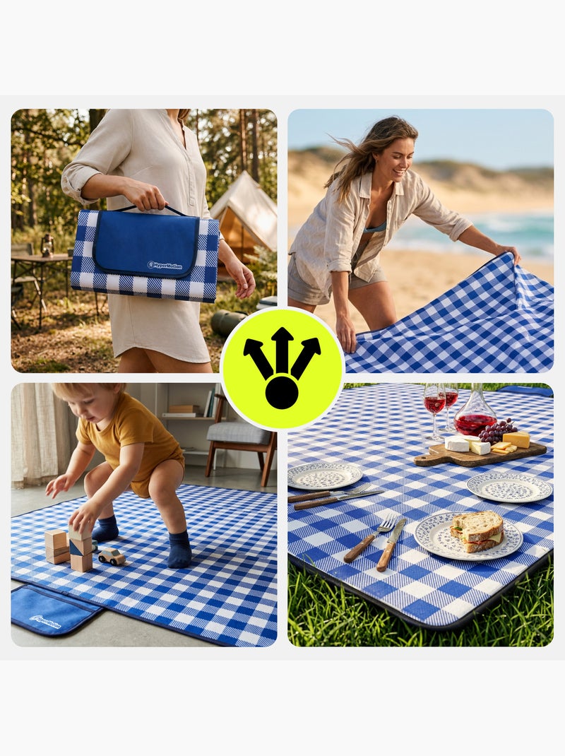 Coperta da picnic hypermotion 150 x 200 cm: impermeabile, resistente e compatta Blu - Kiabi