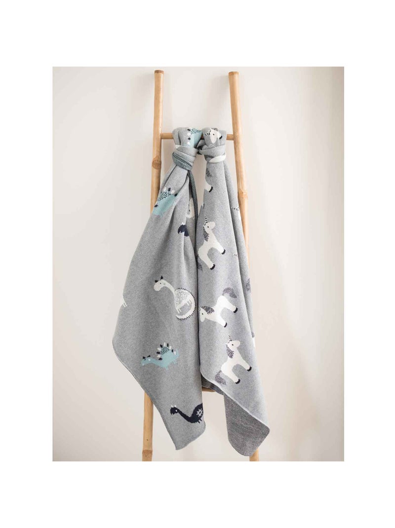Coperta di cotone biologico per bambini, dinosauro | sevira kids | sevira kids Grigio - Kiabi