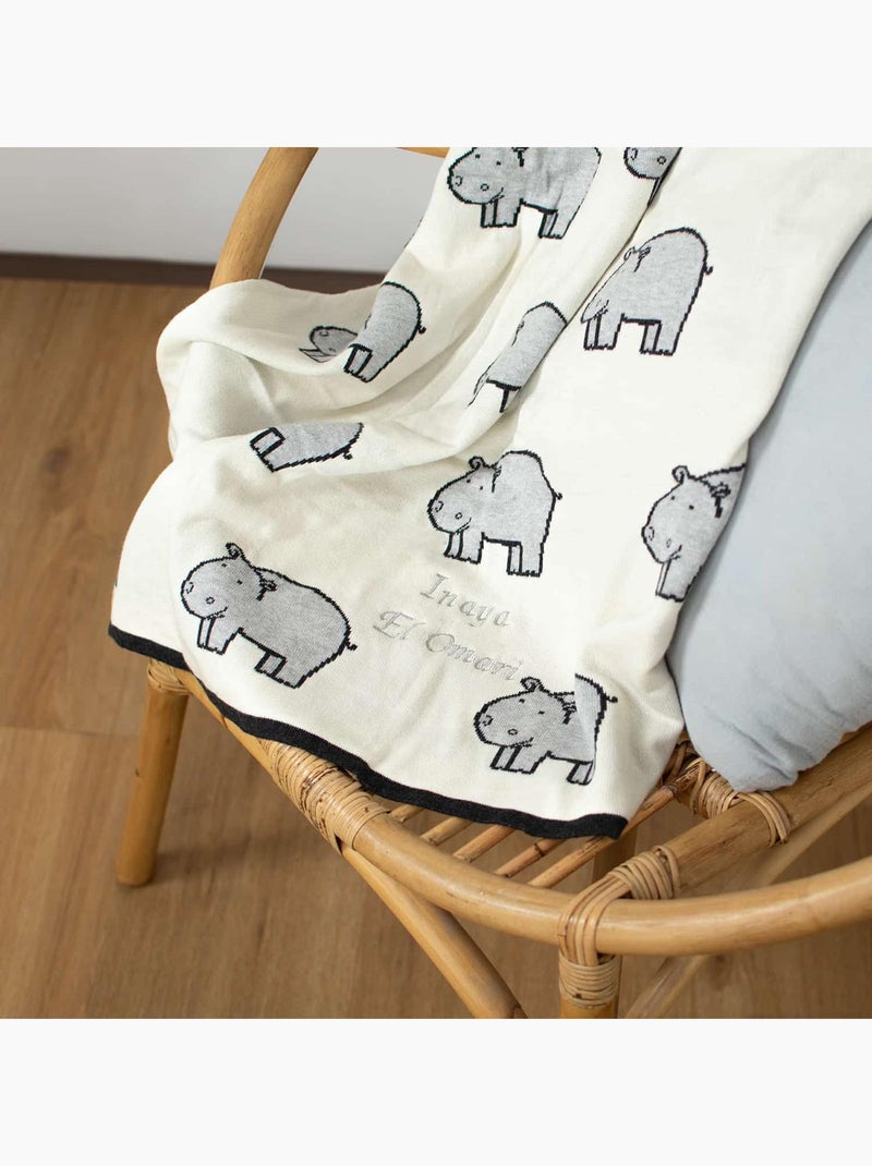 Coperta di cotone biologico per bambini, ippo | sevira kids | sevira kids Ecru - Kiabi