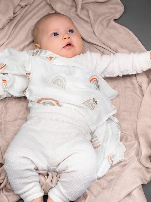 Coperta e fascia per neonati in bambù naturale LIONELO - Kiabi