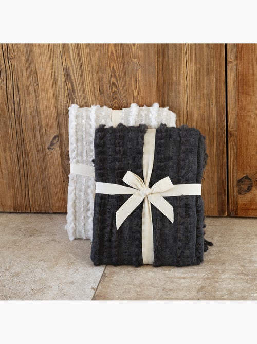 Coperta in ciniglia testurizzata con frange - Kiabi