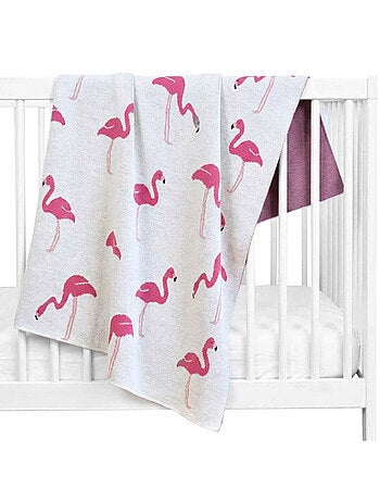 Coperta in cotone biologico, fenicottero rosa | sevira kids | sevira kids