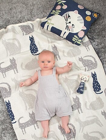 Coperta in cotone biologico, gatto | sevira kids | sevira kids