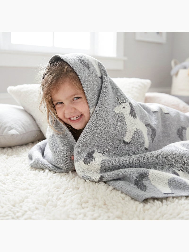 Coperta in cotone biologico gots, unicorno | sevira kids | sevira kids Grigio - Kiabi