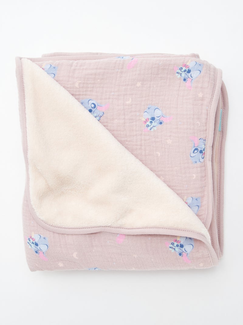 Coperta in cotone e pile 'Stitch' ROSA - Kiabi