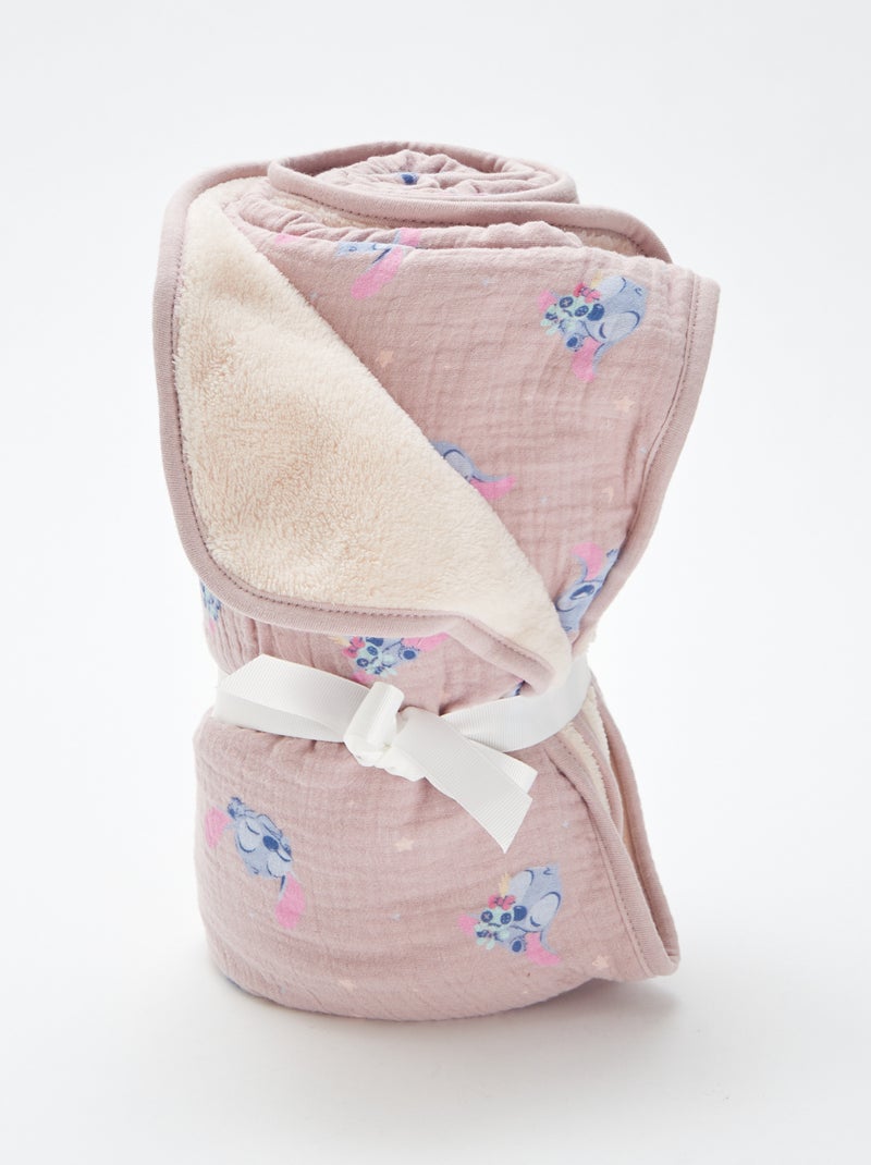Coperta in cotone e pile 'Stitch' ROSA - Kiabi