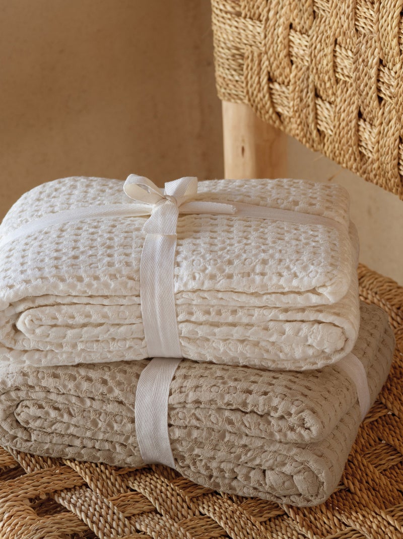 Coperta in cotone goffrato Ecru - Kiabi
