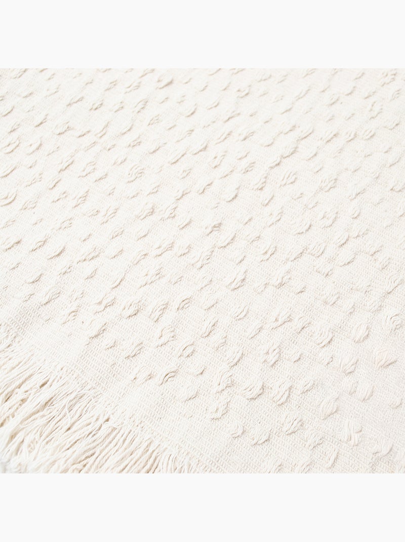 Coperta in cotone jacquard con motivo a goccia Crema - Kiabi