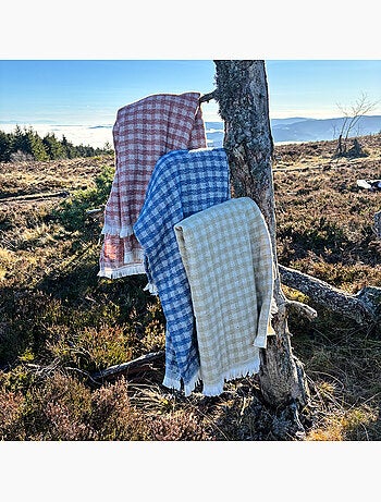 Coperta in cotone jacquard con motivo gingham