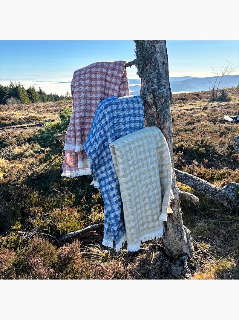Coperta in cotone jacquard con motivo gingham Beige - Kiabi