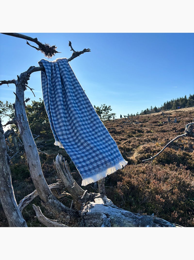 Coperta in cotone jacquard con motivo gingham Blu - Kiabi