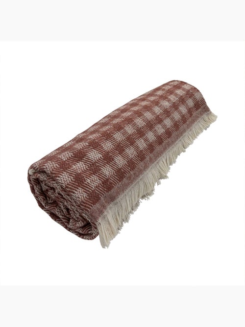 Coperta in cotone jacquard con motivo gingham - Kiabi Coperta in cotone jacquard con motivo gingham - Kiabi