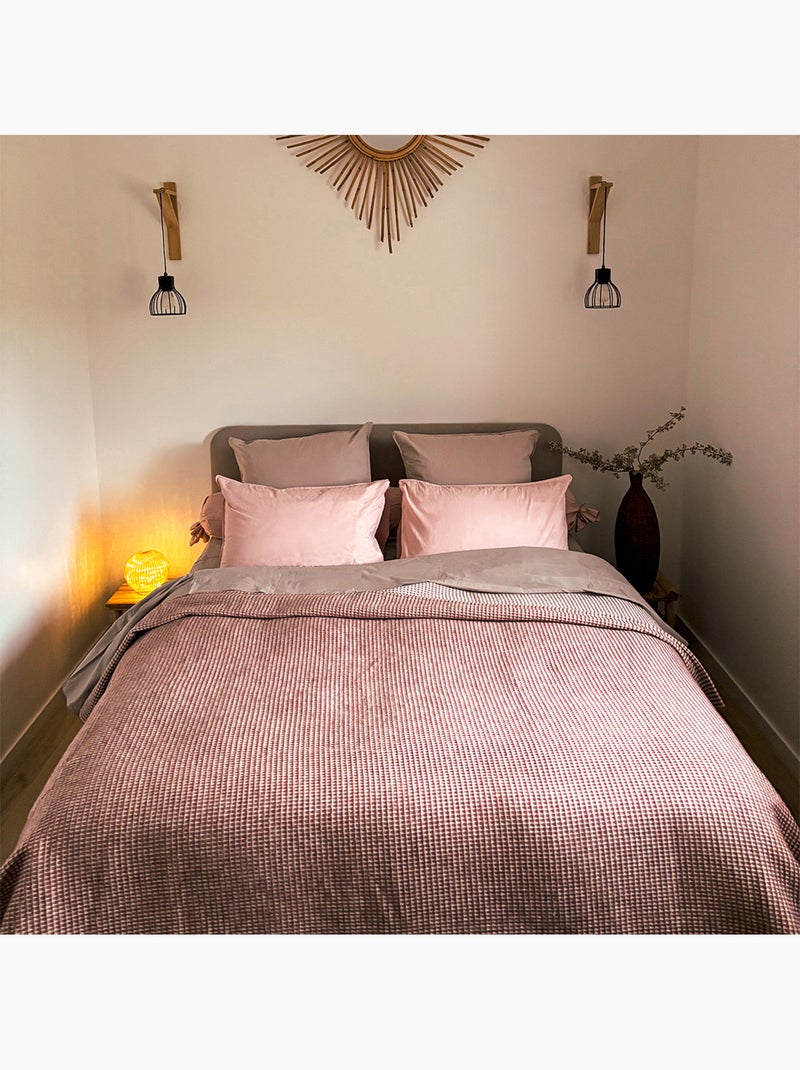 Coperta in cotone jacquard con motivo gingham Terracotta - Kiabi