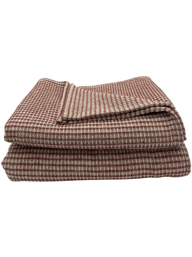 Coperta in cotone jacquard con motivo gingham Terracotta - Kiabi