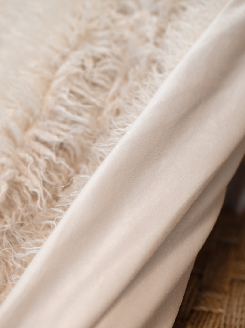 Coperta in finta pelliccia a pelo lungo Beige conchiglia - Kiabi