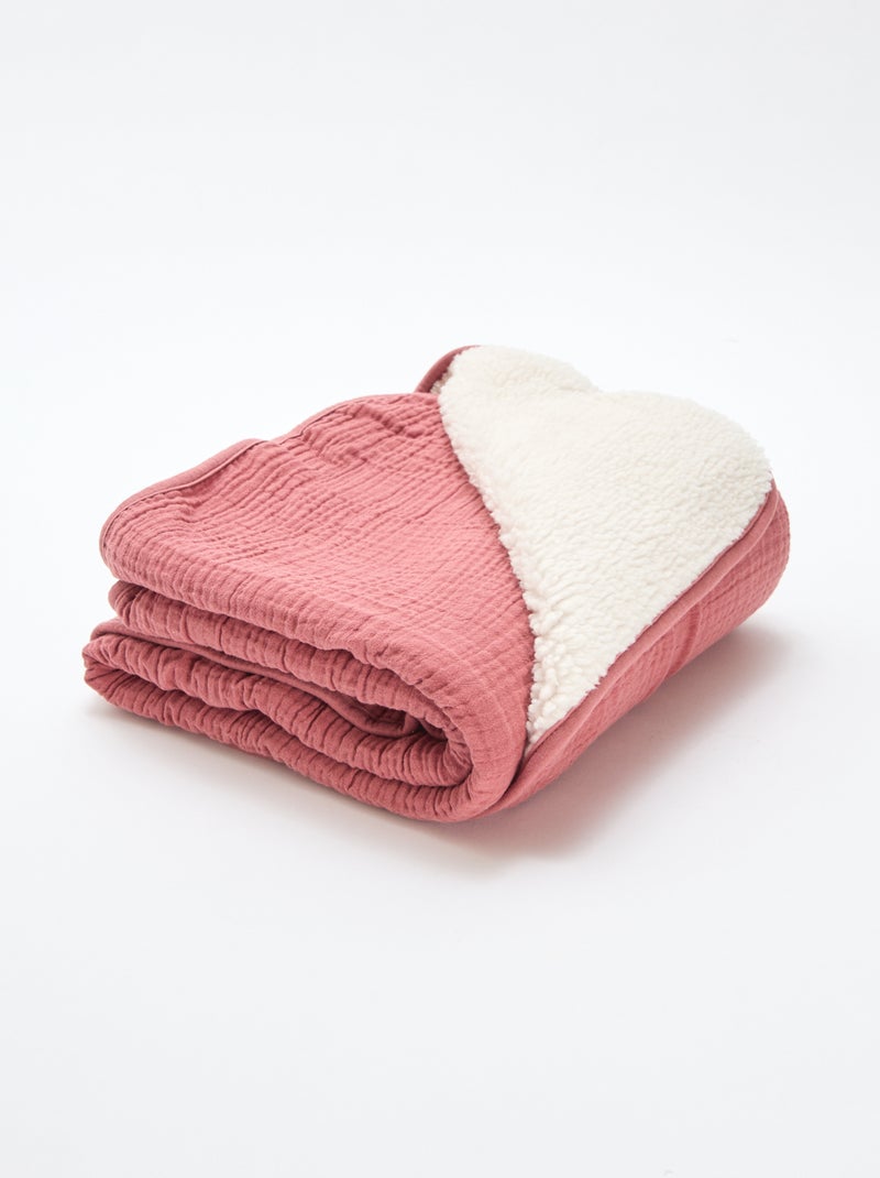 Coperta in garza di cotone e pile Rosa - Kiabi