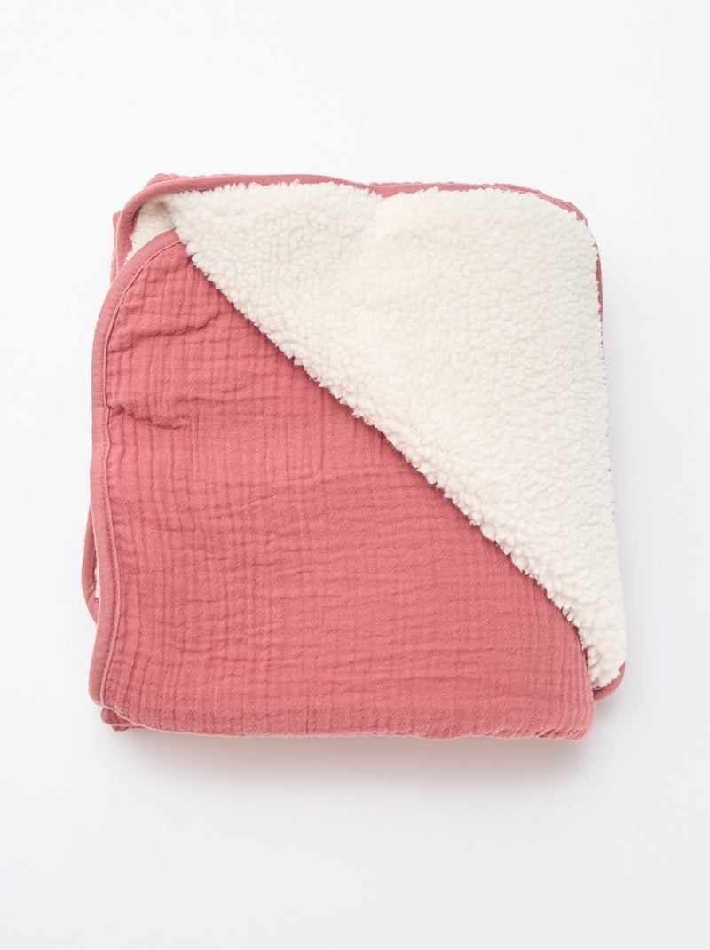 Coperta in garza di cotone e pile Rosa - Kiabi
