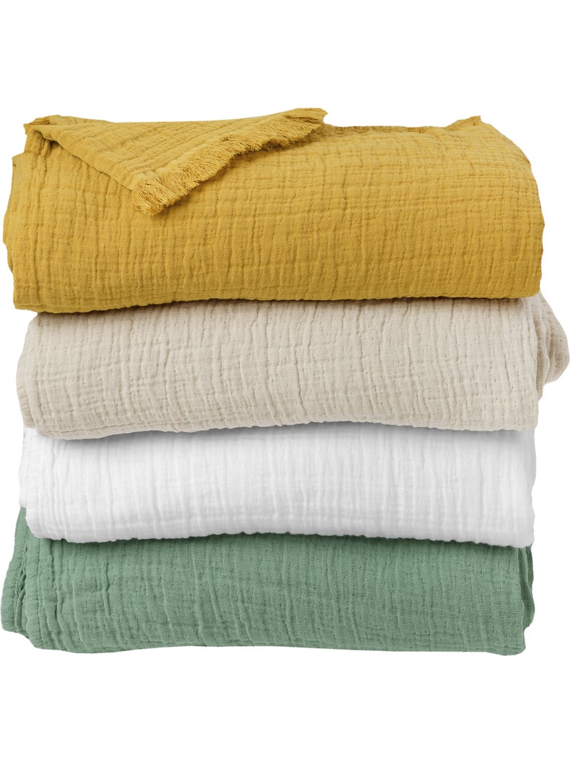 Coperta in garza di cotone trapuntata Verde salvia - Kiabi