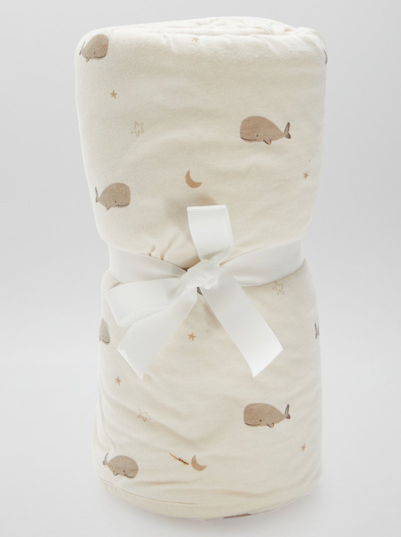 Coperta in jersey stampato in cotone jersey BEIGE - Kiabi