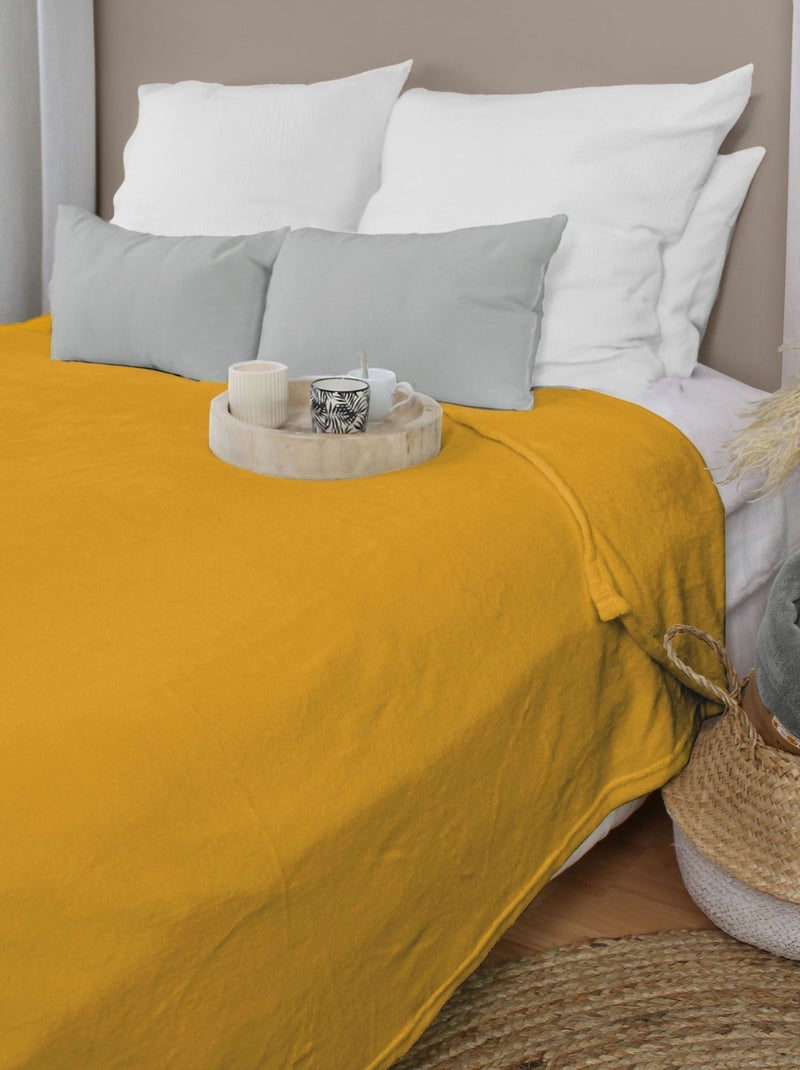 Coperta in pile semplice Giallo senape - Kiabi